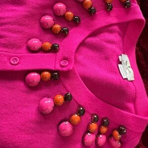 Kate Spade Vibrant Pink Jeweled Sweater
